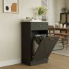 Trash Can Cabinet in Black Wood Finish - Accommodates 10-Gallon Trash Bin