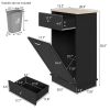 Trash Can Cabinet in Black Wood Finish - Accommodates 10-Gallon Trash Bin