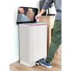White 20-Gallon Stainless Steel Kitchen Trash Can with Step-on Lid
